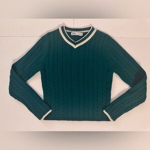 Zara Teal V-Neck Cable Knit Sweater in Size S  NWOT